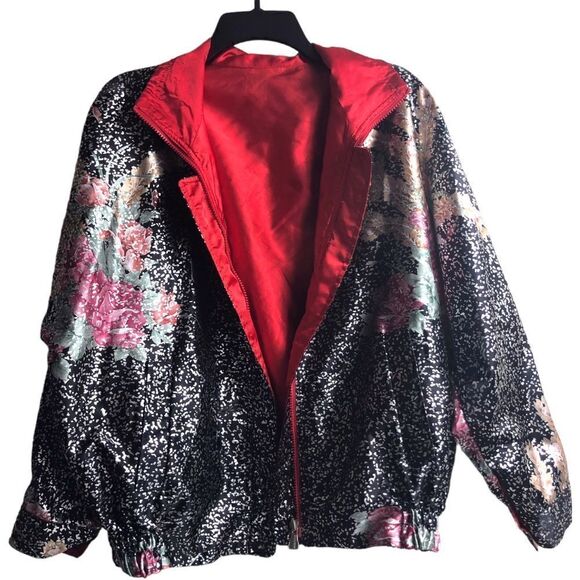 Vintage 80’s Hyung Club Metallic Floral Bomber Jacket - Picture 5 of 16